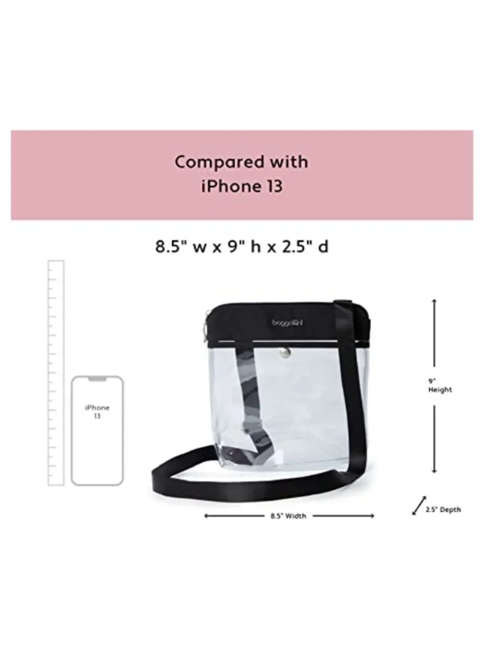 Clear Stadium Crossbody Bag Lightweight Water-Resistant